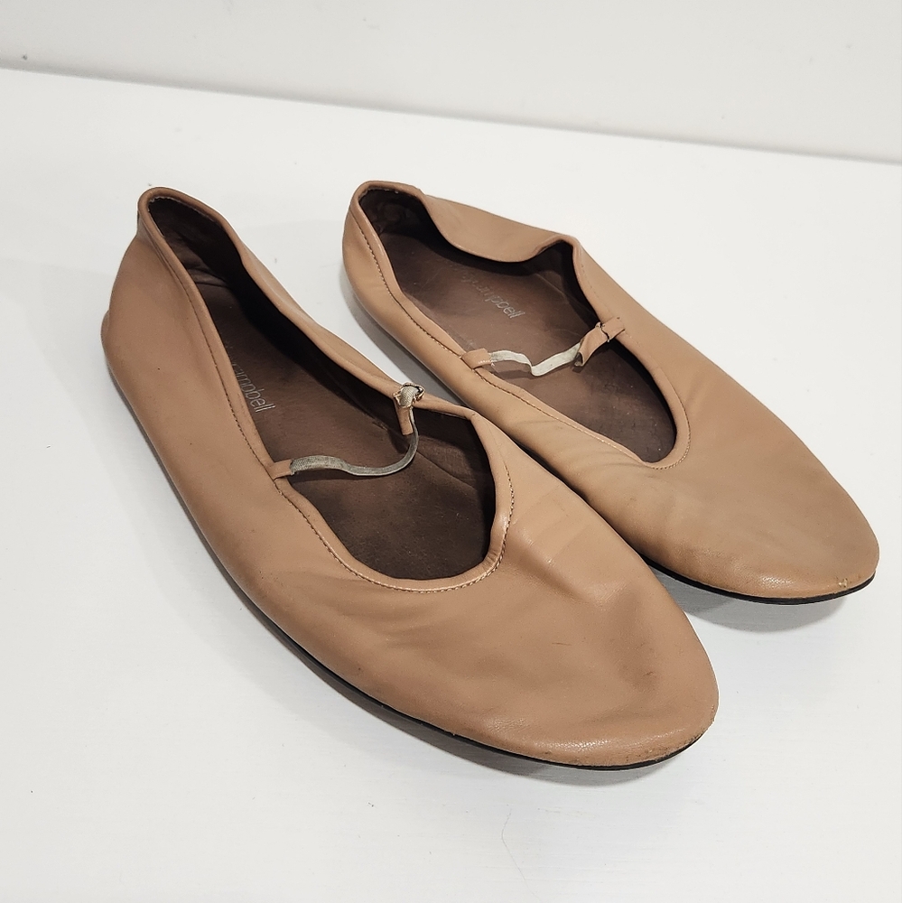 Jeffrey Campbell Nude Leather Ballet Flats Women’s Size 9 Elastic Strap